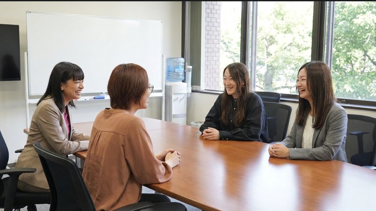 保護者会の打合せで笑い合うお母さんたち