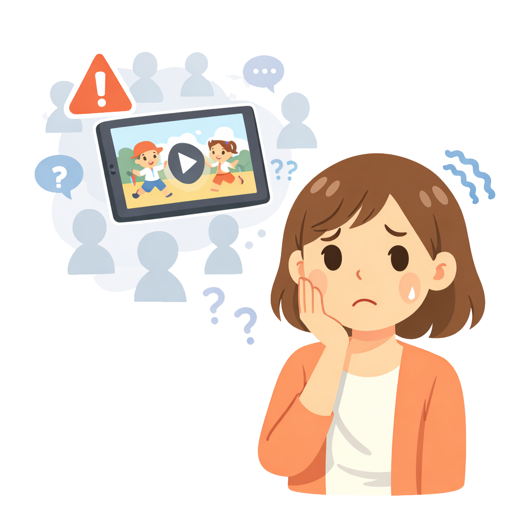 ネット配信で情報漏洩を心配する先生のイラスト